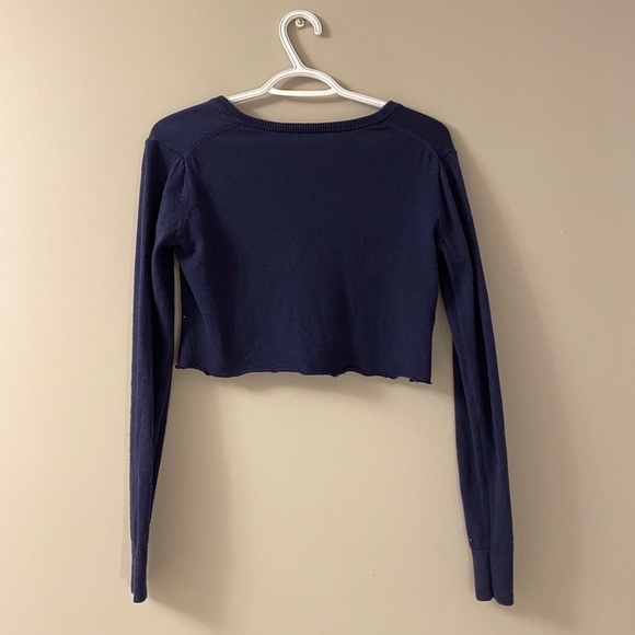 Navy button cropped cardigan - Picture 9 of 9